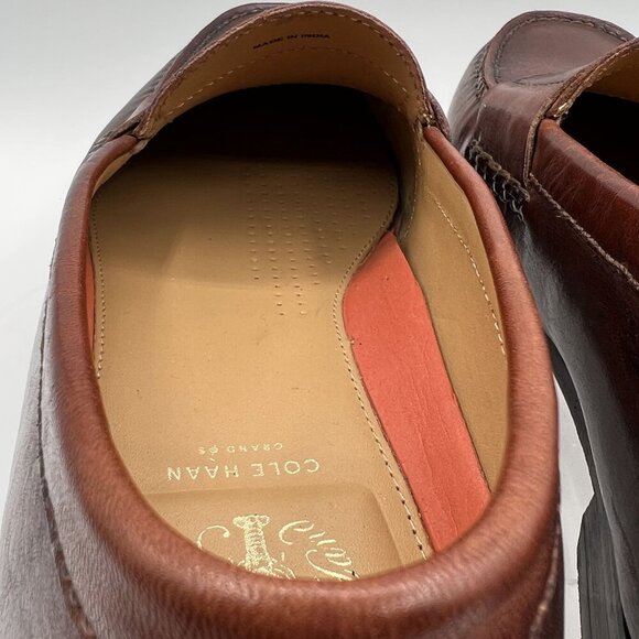 Cole Hann Grand.OS Pinch Hand Sewn Mens 9.5W Loafers Mahogany Leather Old Money - Picture 8 of 13